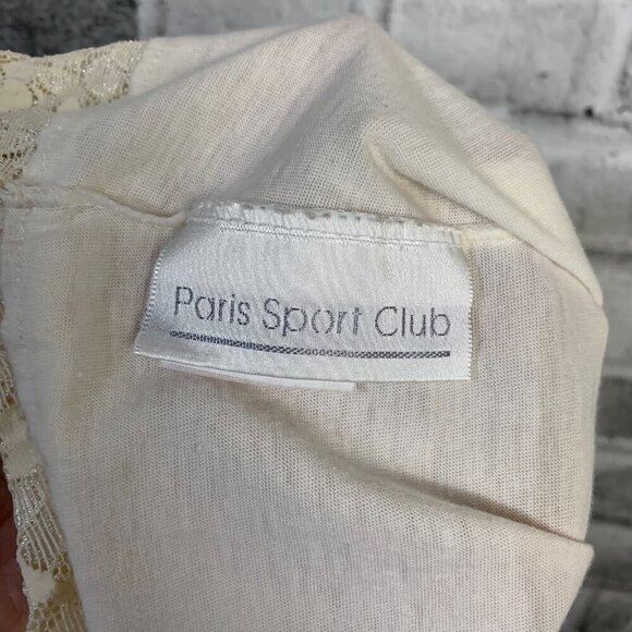 Vintage 90s Y2K Ivory Cotton Sheer Lace Square Neck Crop Tank Top Camisole - Picture 6 of 10